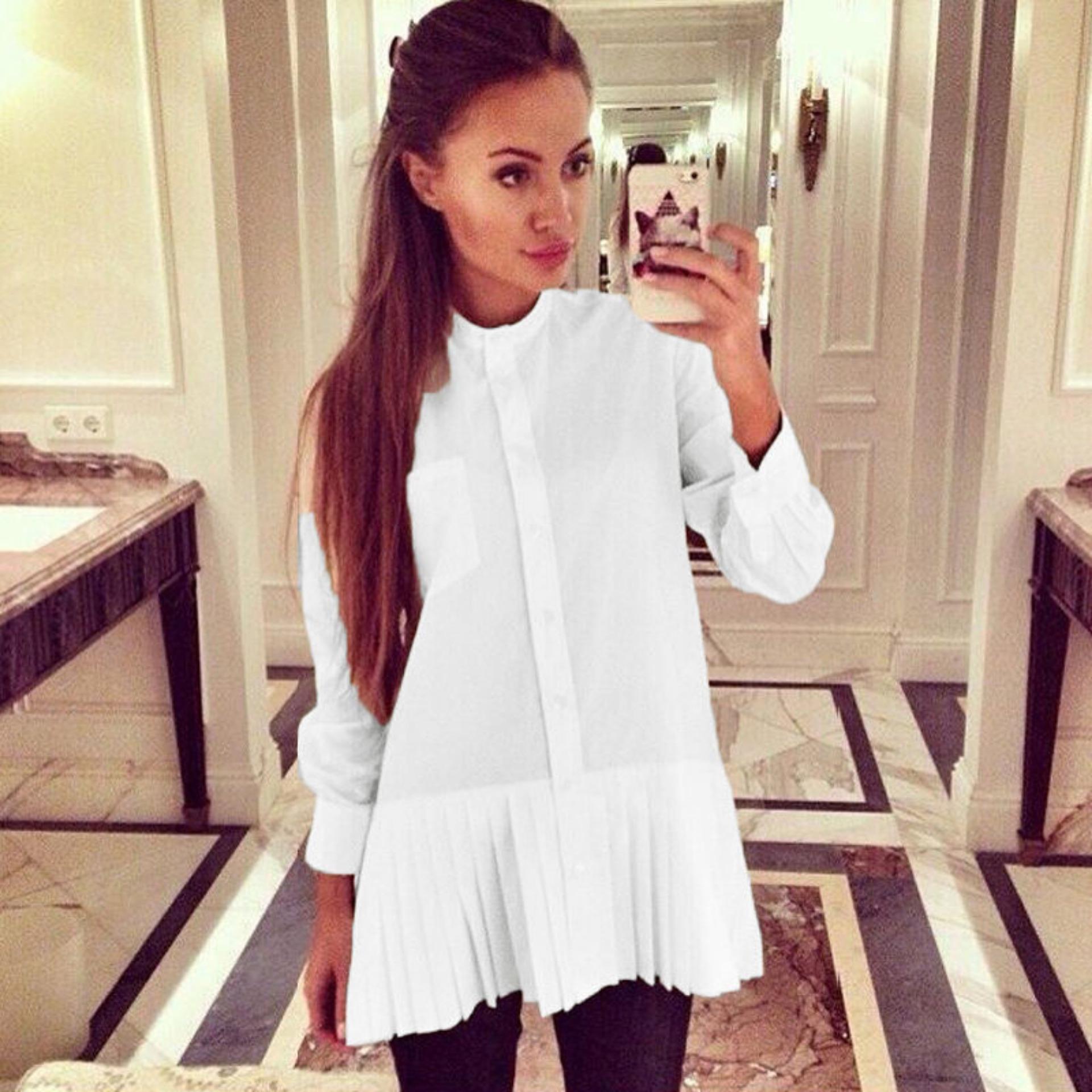 BARU Wanita Jersey Rayon Longgar Atasan Kemeja Kasual Lengan Panjang Baju Blus Putih-Intl BARU Wanita Jersey Rayon Longgar Atasan Kemeja Kasual Lengan Panjang Baju Blus Putih-Intl