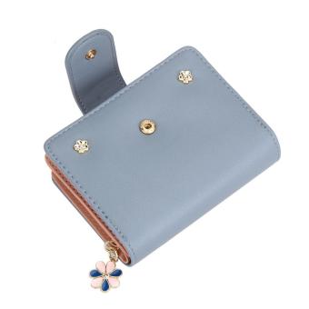 Baru Wanita Korea Pendek PU Kulit Kopling Dompet Renda Bunga Pemegang Kartu (biru Abu-abu) - International Mei 2018 - 3 Baru wanita Korea pendek PU kulit kopling dompet renda bunga pemegang kartu (biru abu-abu) - International - 3