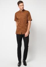 Batik Aksen Tropis Hem Pendek Doby Lasem Parang - Coklat