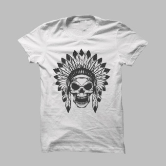 Gambar BC Arts   Indian Skull   Kaos Pria Wanita   T shirt Pria Wanita  Kaos Putih   Kaos Distro