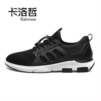 Bernapas jala musim panas permukaan sepatu sneaker sepatu pria (Model laki-laki + Hitam)