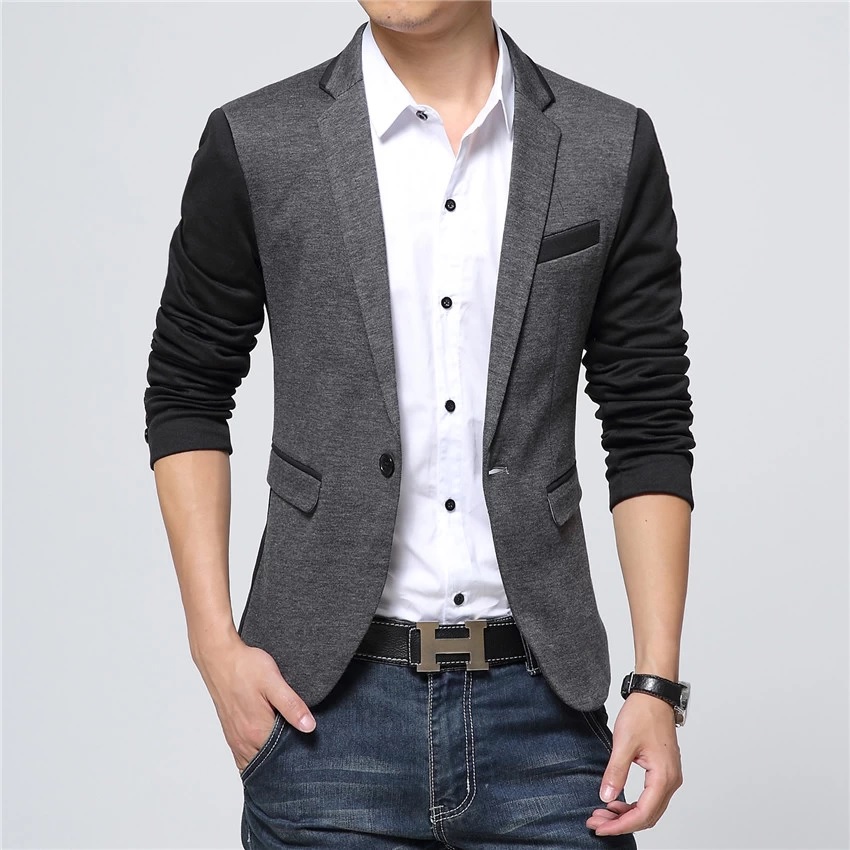 Blazer Pria Jas Kasual Slim Fit Kim Kerah Lipat Saku Luar dan Dalam Lengan Panjang - Kode : B-081 (Abu-abu) Blazer Pria Jas Kasual Slim Fit Kim Kerah Lipat Saku Luar dan Dalam Lengan Panjang - Kode : B-081 (Abu-abu)
