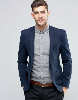 Jual Blazer  Pria  Formal Hugi Blazer  Pria  Biru Termurah 