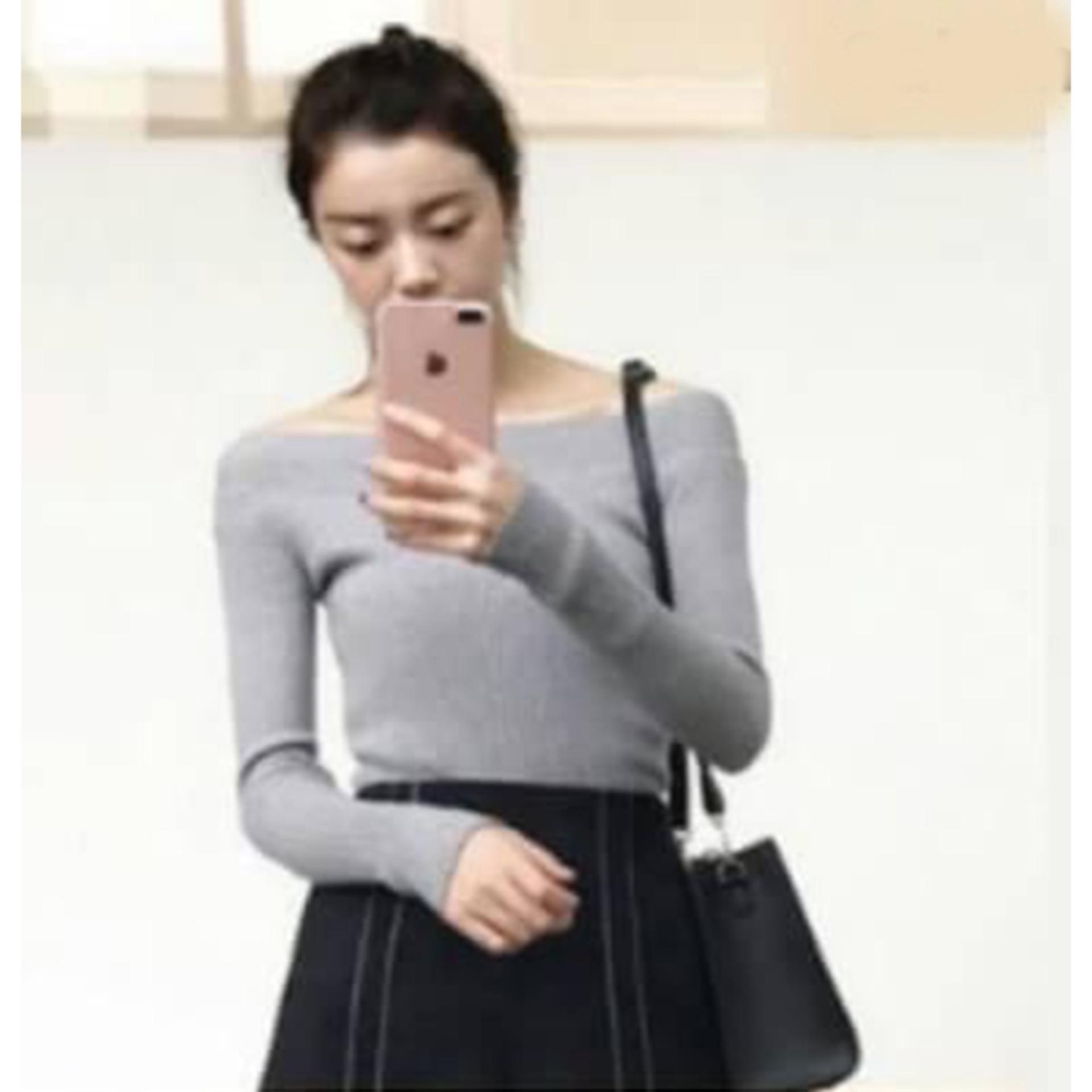 Blouse Kasual Fashion Wanita - Sabrina Slim - Rajut Material