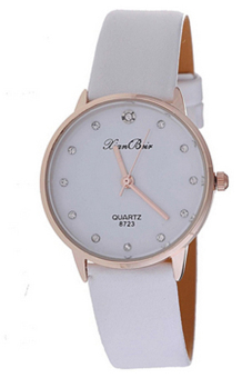 Bluelans® Women's White Leather Wrist watch  