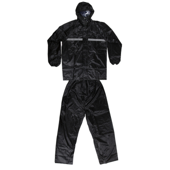 Gambar BolehDeals Men s Black Rain Suit for Motorcycle Riders withReflective Piping Free Size   intl