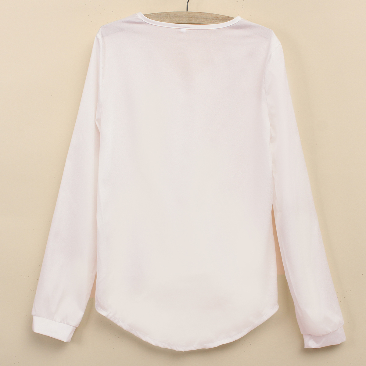 Busana Seksi Wanita Jersey Rayon Longgar Leher V Lengan Panjang Baju Atasan Blus Kasual