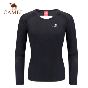 Gambar Camel luar ruangan bernapas halter yoga kasual panjang t shirt t shirt (A7W1T6108, HITAM)