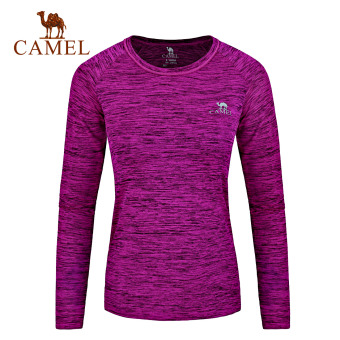 Gambar Camel luar ruangan kasual kebugaran yoga leher bulat lengan panjang t shirt (A7W1T6104, merah merah)