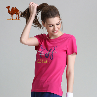 Gambar Camel luar ruangan semi dan musim panas baru leher bulat t shirt (C7S109913, merah merah perempuan)