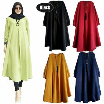 Gambar Cantik   Blouse Muslim Lena Long Top   Hitam