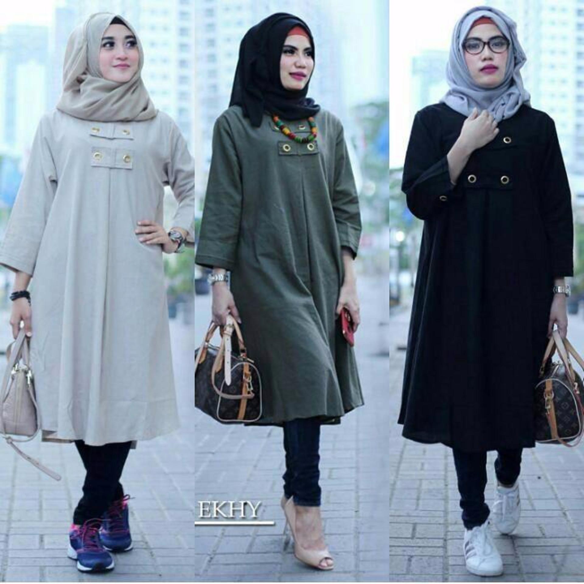 Cantik Blouse Muslim Tunik Gamis Cardy Outer Room Black Update Cantik Blouse Muslim Tunik Ekhy Army