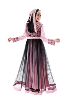 Gambar Cantique Baju Gamis Pesta Nyaman bisa untuk Menyusui   CQ 1513Dusty Pink