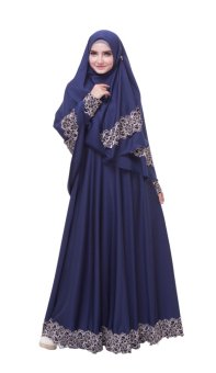 Gambar Cantique Cq 1611 Gamis Syar i Lebaran 2016   Biru