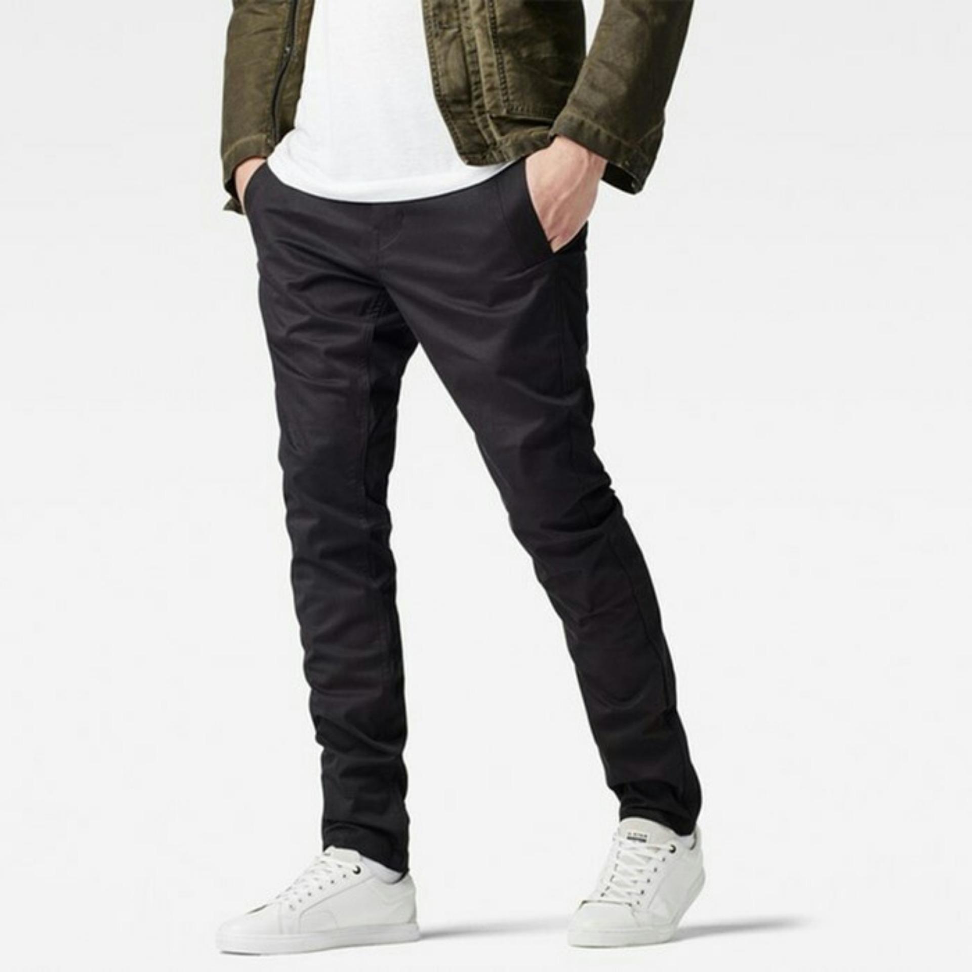 Celana Chino Panjang Pria Ukuran Jumbo 33-38 Warna Abu-Abu dan Hitam