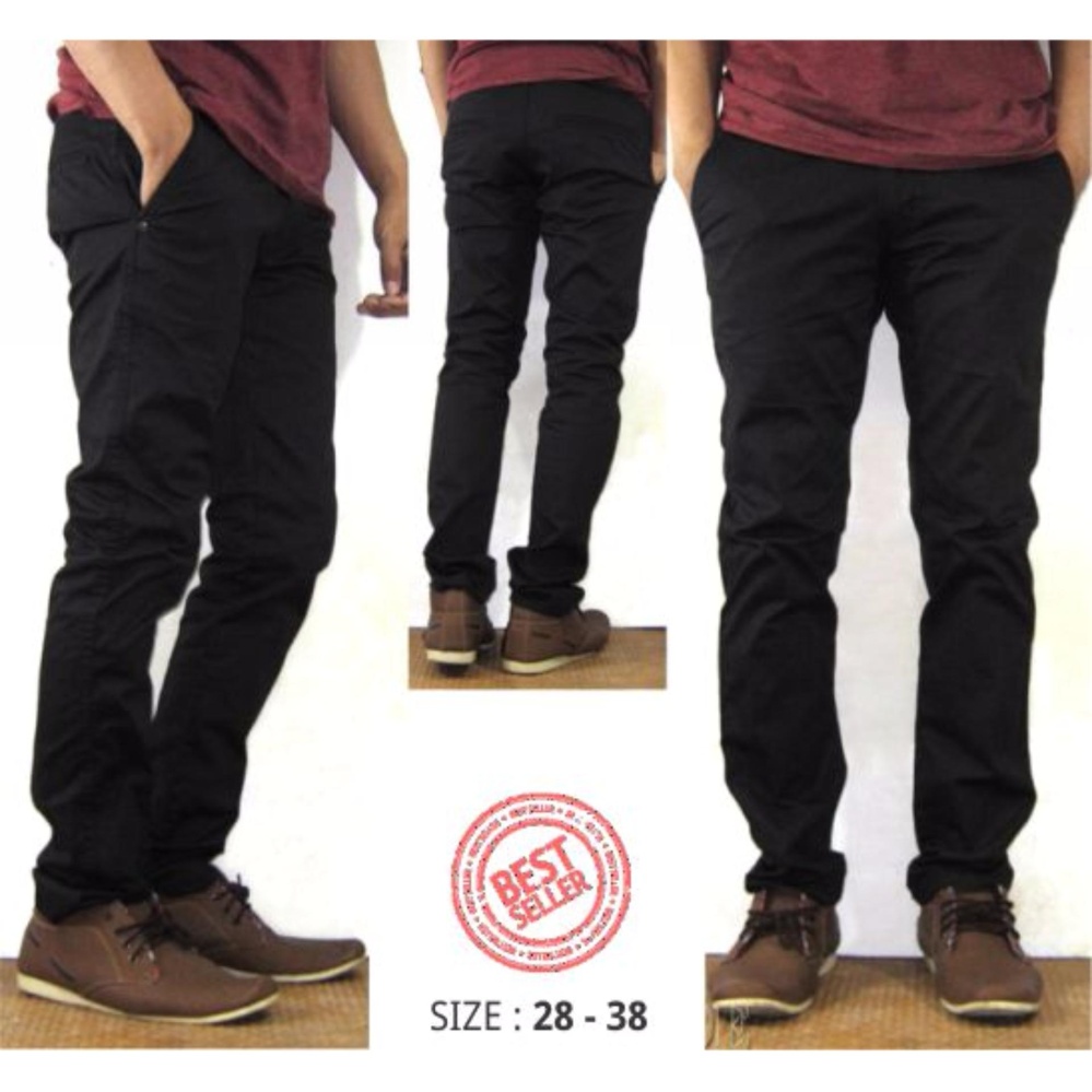 Celana Chino Pria Slimfit Bahan Melar dan Lembut - Dark Grey