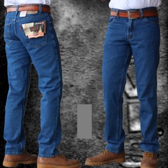 Gambar Celana Jeans Pria Reguler Standar Bahan Tidak Melar   Biru Gelap