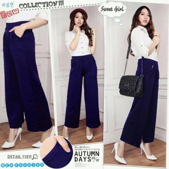 Gambar Celana kulot panjang wanita jumbo long pant Colour navi