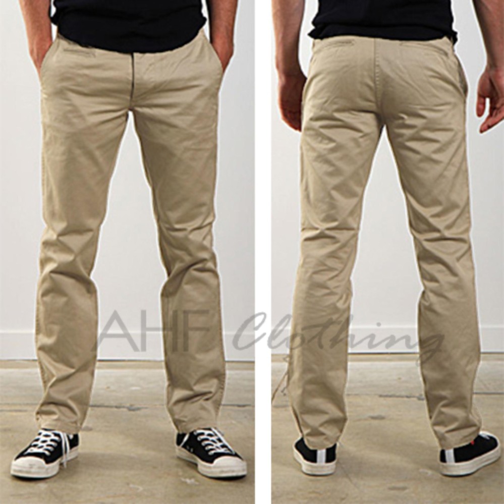 Celana Panjang Chino/Chinos/Cino Pria/Cowok - Krem(Cream)/Abu(Grey)/Hitam(Black)