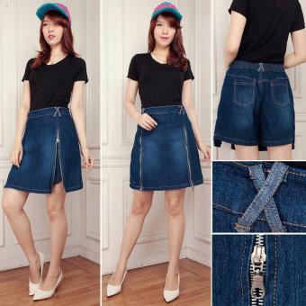 Gambar Celana pendek jeans hotpant wanita jumbo short pant Twinzipper