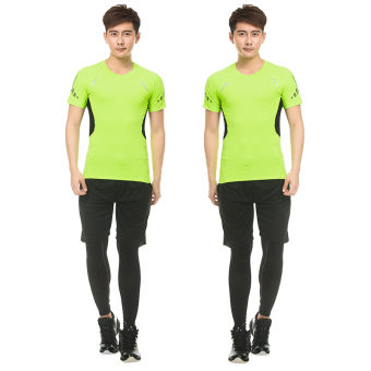 Jual Cepat kering lengan panjang pelatihan kebugaran laki laki pakaian
(3215 hijau neon lengan pendek) Online Murah