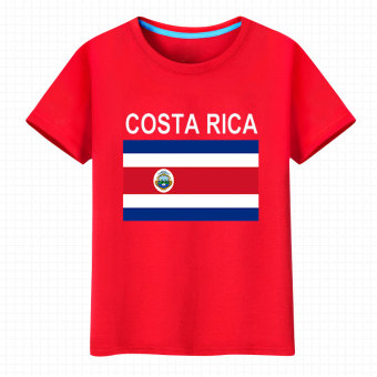 Gambar Costa sepak bola laki laki olahraga kapas t shirt lengan pendek jersey (Merah)