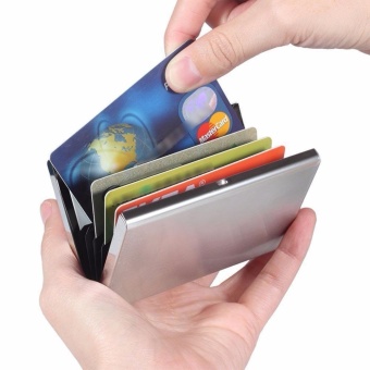 Credit Card ID Holder Slim Money Travel Wallet Men Woman StainlessSteel BA010 - intl