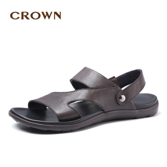 Gambar Crown Roma kulit memakai bernapas sandal dan sandal sandal (Coklat)