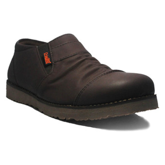 Gambar D Island Shoes Slip On Low Boots Wrinkle Leather   Cokelat Tua