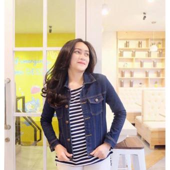 Gambar DaveCollection   Jaket Jeans Street way BIRU TUA