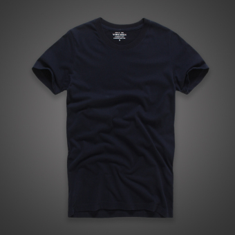 Gambar David Beckham Ayat Yang Sama Warna Solid Lengan Pendek T shirt (Biru NAVY) (Biru NAVY)