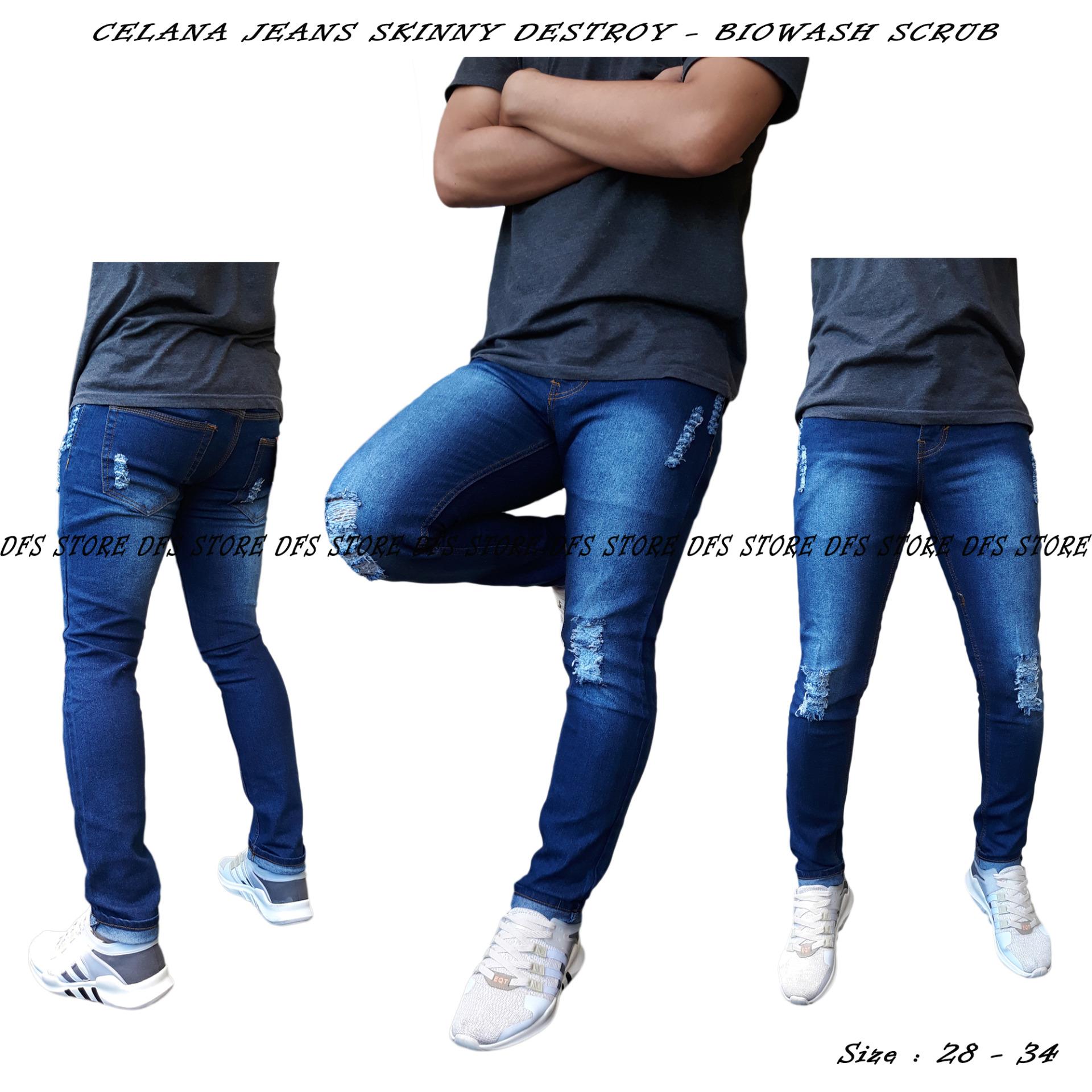 DFS CELANA JEANS SKINNY / SLIMFIT / PENSIL PRIA - BG SCRUB DESTROY