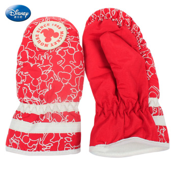 Gambar Disney Anak Mickey Korea ski sarung tangan sarung tangan hangat (SM70009 merah)