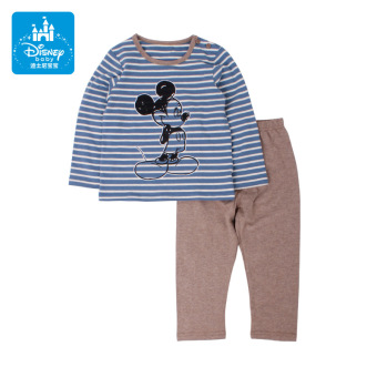 Gambar Disney Bayi Anak Laki laki Model Musim Gugur Baru Pakaian (Biru dan abu abu strip DA632AR03)