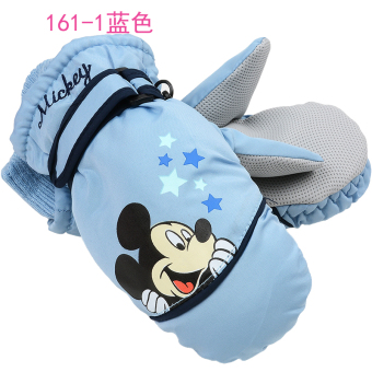 Gambar Disney dan nyaman ditambah beludru anak laki laki dan perempuan Baobao sarung tangan anak sarung tangan ski sarung tangan sarung tangan (161 1 MICKEY BIRU)