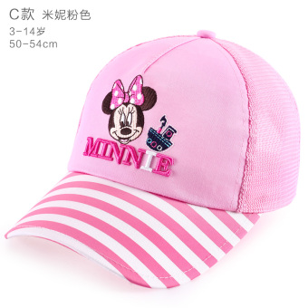 Gambar Disney Gaya Korea dari musim semi dan musim panas bagian tipis topi anak topi (54 cm cocok untuk 5 14 tahun (penonton topi 2 atas minus 6 yuan) + C model 60350 merah muda)