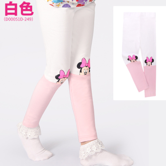 Gambar Disney Kapas Musim Semi Dan Musim Gugur Anak anak Peregangan Legging Anak Perempuan Legging (Putih) (Putih)