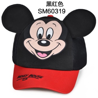 Gambar Disney Korea tiga dimensi telinga topi topi anak topi topi (Silakan sesuai dengan lingkar kepala memilih + Hitam dan merah)