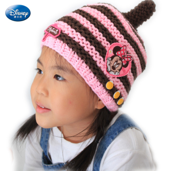 Gambar Disney lucu wol anak topi anak anak topi rajutan (3 6 tahun + SM71047 merah muda)