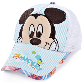 Gambar Disney Musim Semi dan Gugur anak laki laki topi baseball Baobao topi (Sesuai dengan ukuran kepala memilih + 60258 langit biru bar putih (mesh))