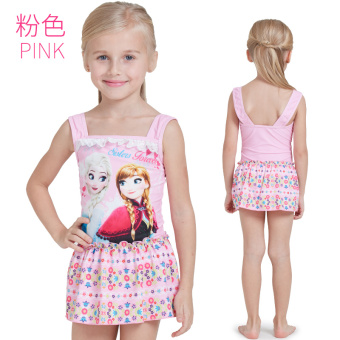 Gambar Disney Princess anak anak baru pakaian renang baju renang (SPQ10035B merah muda)