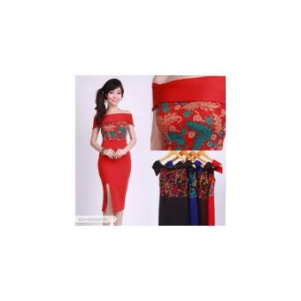 Gambar Dress Midi Sabrina Batik Wedges Scuba Dewiqtas Modis Size XXS