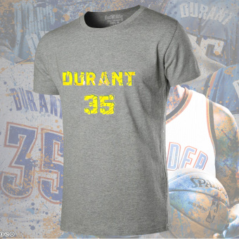 Gambar Durant yard besar longgar olahraga jas pelatihan basket t shirt (Abu abu 1)