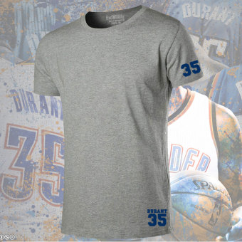 Gambar Durant yard besar longgar olahraga jas pelatihan basket t shirt (Abu abu 3)