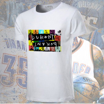 Gambar Durant yard besar longgar olahraga jas pelatihan basket t shirt (Putih 2)