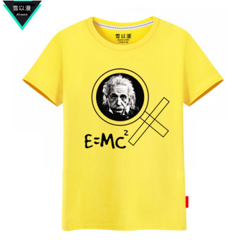 Gambar Einstein salju musim panas musim panas kapas lengan pendek t shirt (Kuning)