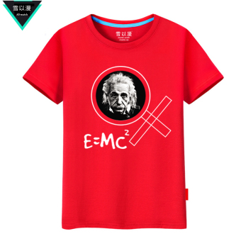 Gambar Einstein salju musim panas musim panas kapas lengan pendek t shirt (Merah)