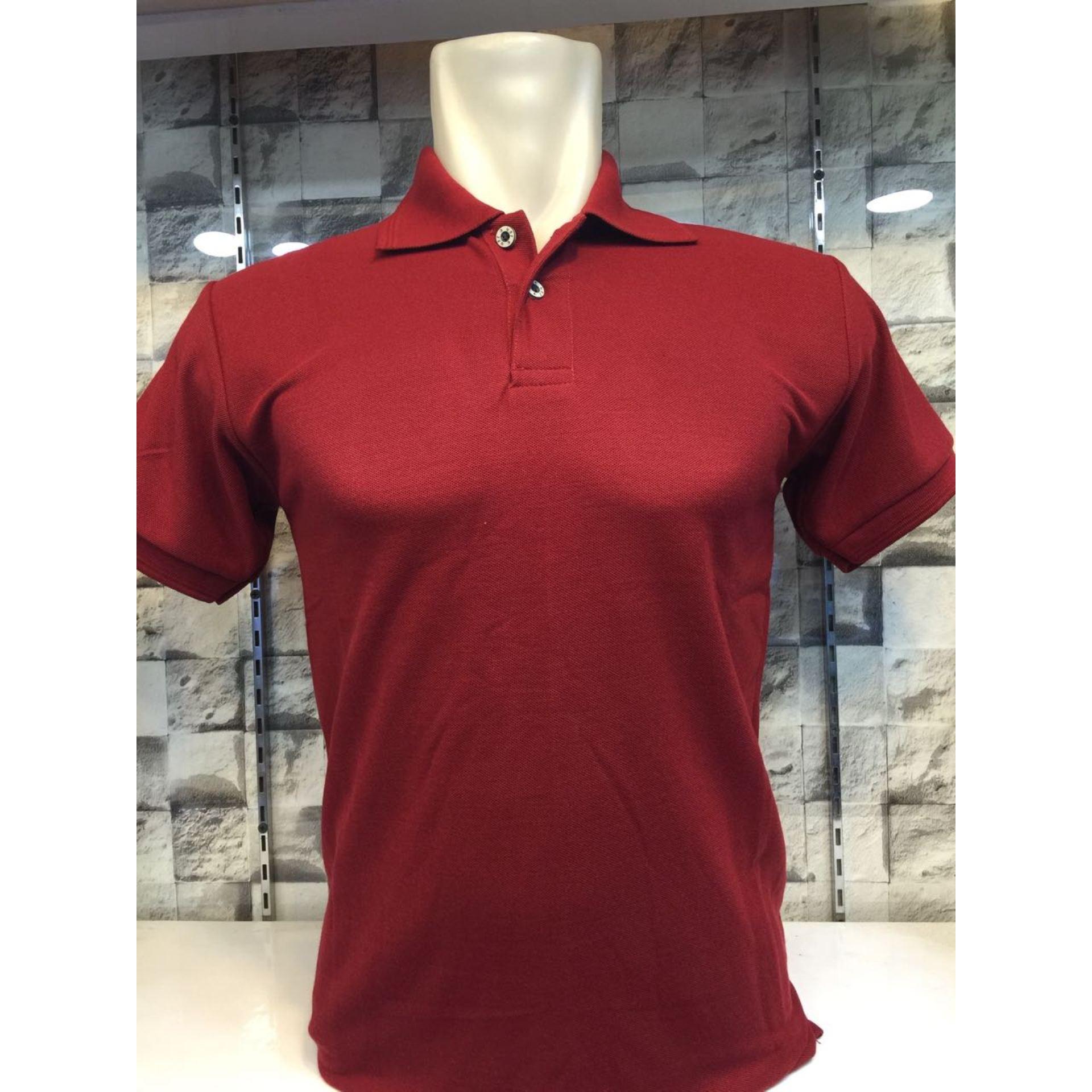 Ema Shope - Kaos Polo Shirt Polos M L XL Lengan Pendek Baju Kaos Kerah Pakaian Berkerah Atasan Pria Wanita Cowok Cewek Lacos Pique Fashion Simple Keren Simple Formal Casual Elegan Korean Bagus Murah  - Marun