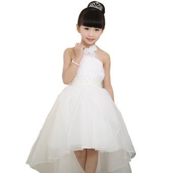 Gambar EOZY 2016 Fashion Anak Cewek dress panas musim putih gaun berbentuktarinya Princess Party for years partai ulang pernikahan (putih)