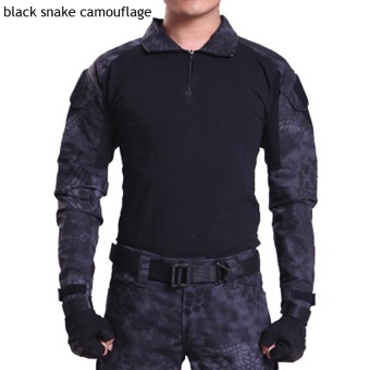 Gambar ESDY Brand Camouflage Long Sleeve Frog Suit Men Tops Tactical ToolCargo t Shirt Army Military Combat Tee Black Snake Camo   intl
